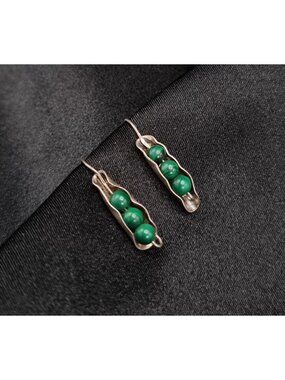 Vintage Early 2000's Malachite 925 Sterling Silver Earrings